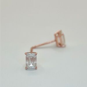 Certified Moissanite Emerald Cut Earrings - 1.6ct D color - 925 Sterling Silver